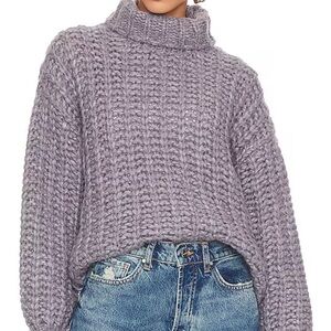 Anine Bing Iris Chunky Knit Turtleneck Sweater - Gray